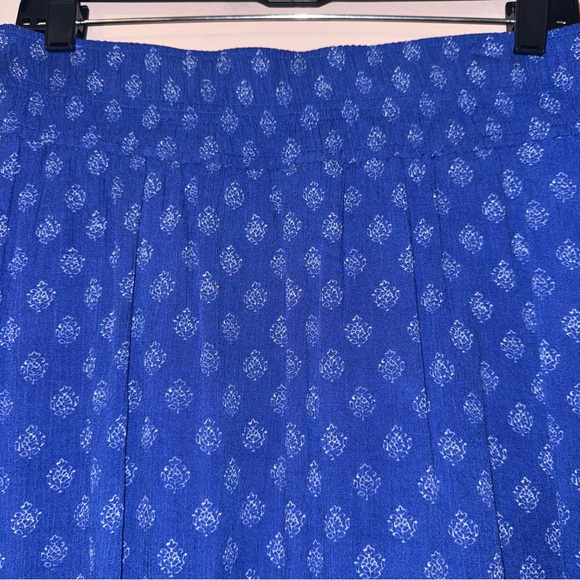 Maison 123 Cobalt Blue Floral Smocked Knee Length Skirt Size US 12 - Picture 2 of 8